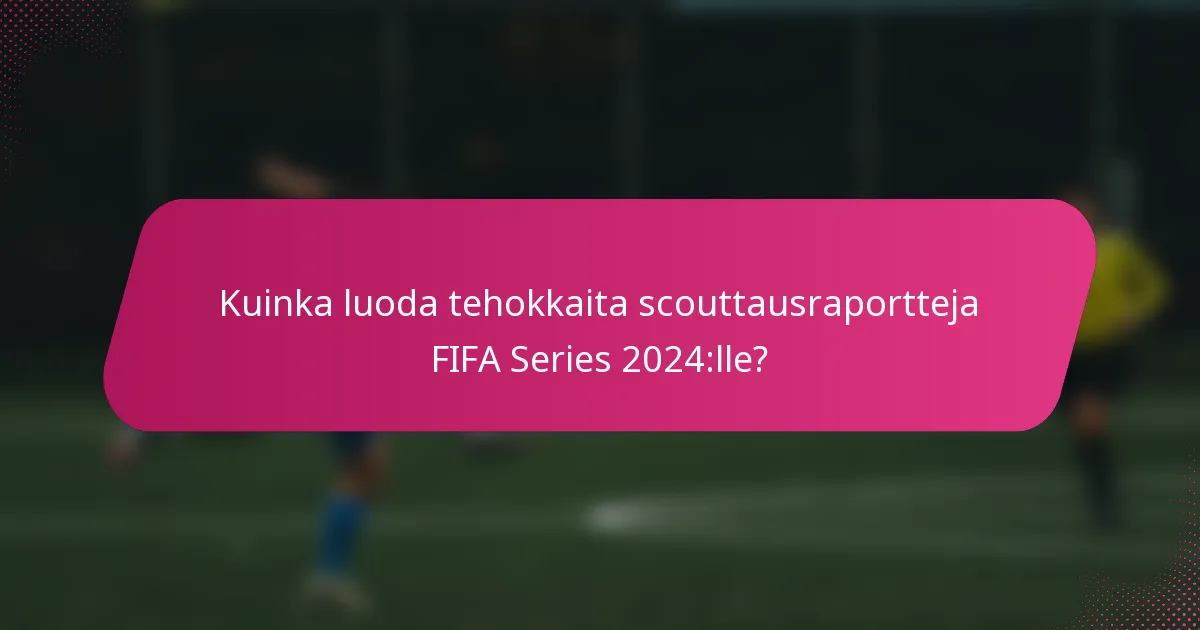 Kuinka luoda tehokkaita scouttausraportteja FIFA Series 2024:lle?