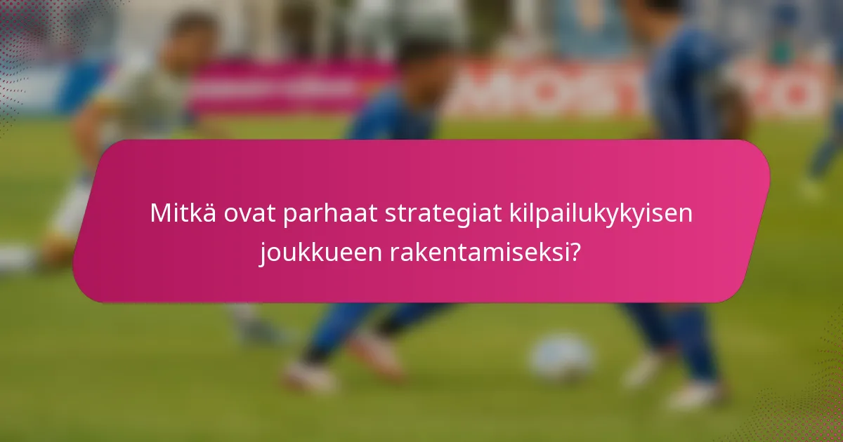 Mitkä ovat parhaat strategiat kilpailukykyisen joukkueen rakentamiseksi?